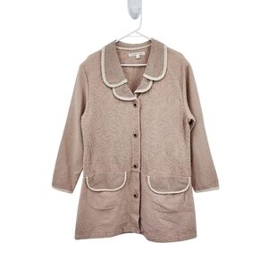 Christy Allen Women's 100% Cotton Layered Collar Button Front Jacket - S